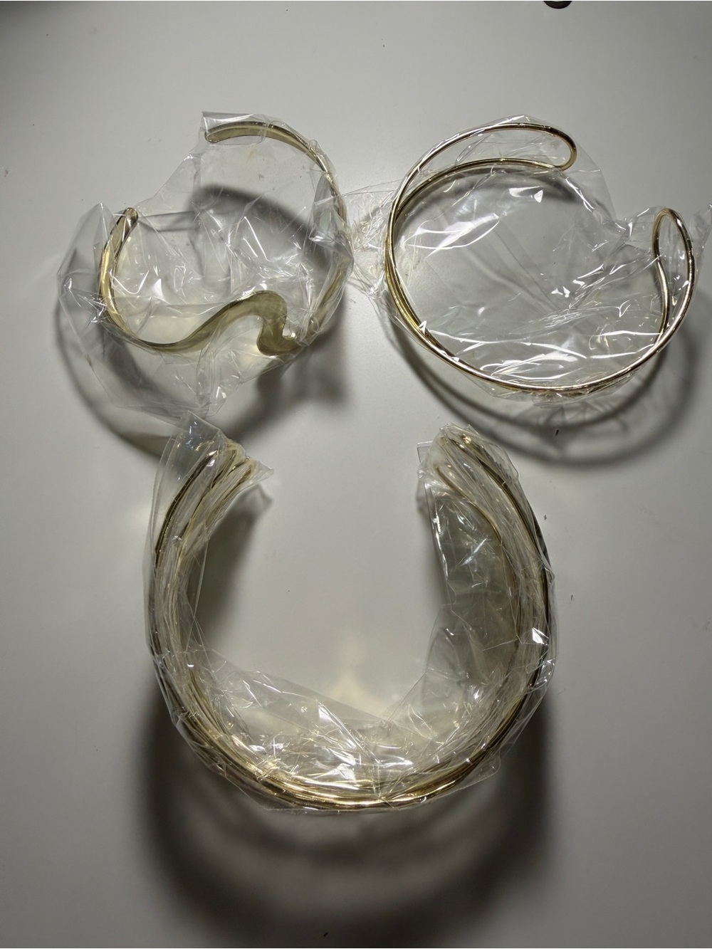Gold Tone Open Cuff Arm Rings - Set of 3